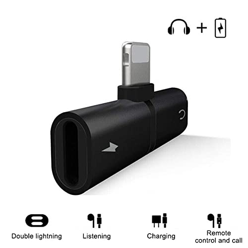 Headphone Adapter Compatible for Lightning Double to Audio Jack and Charger Earphone