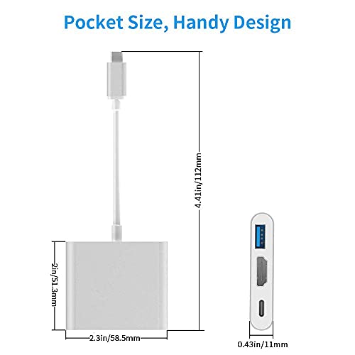 USB Type-c to HDMI 4K + USB 3.0 Standard + PD Charging Port 3 in 1 Adapter(Silver)