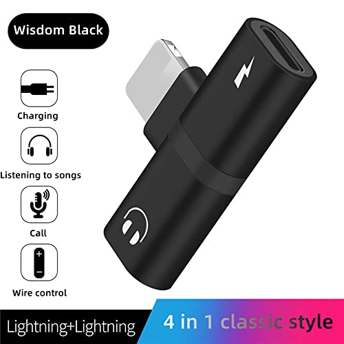 Headphone Adapter Compatible for Lightning Double to Audio Jack and Charger Earphone