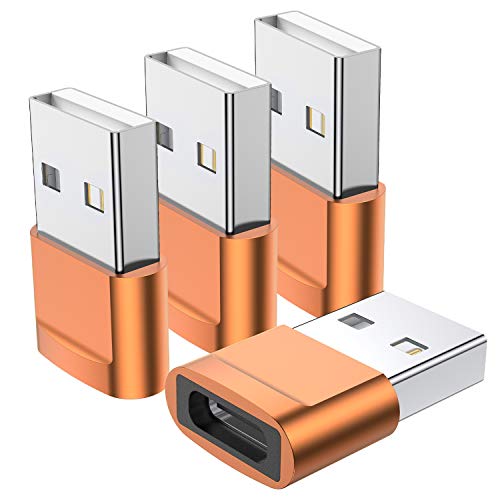 USB C Female to USB Male Adapter 4-Pack,Type C to USB A Charger Cable Adapter