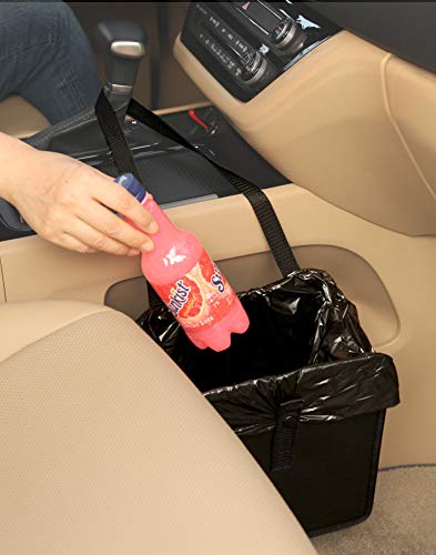 Foldable Car Garbage Can Car Waste Basket Vegan Leather