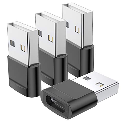 USB C Female to USB Male Adapter 4-Pack,Type C to USB A Charger Cable Adapter