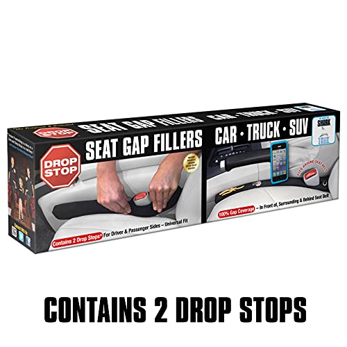 Drop Stop - The Original Patented Car Seat Gap Filler - Set of 2 and Slide Free Pad and Light