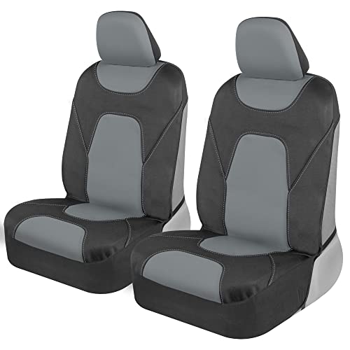 Car Seat Covers AquaShield for Front Seats, Gray – Two-Tone Waterproof Seat Covers for Cars, Neoprene Front Seat Cover Set, Interior Covers for Auto Truck Van SUV