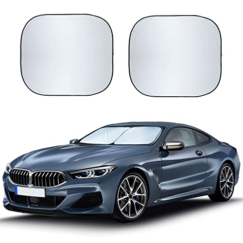 Car Windshield Sun Shade 2-Piece | Durable 230T Polyester Sun Shield for Front Window Blocks UV Rays | Foldable Automotive Interior Accessories for Sun Protection | Small (23.5 x 29 inches)