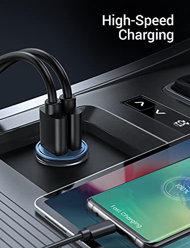 Car Charger Smallest 4.8A, All Metal USB Car Fast Charger Adapter Flush Fit For Phone ,iPhone , Samsung , Cigarette Lighters