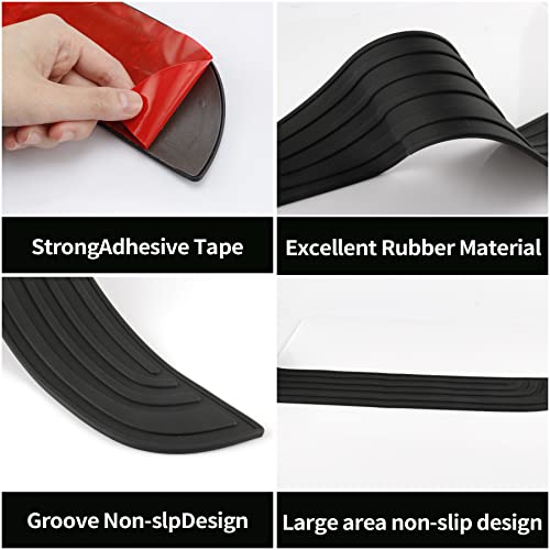 Car Rear Bumper Protector 35.1inch x2.75inch Car/SUV Universal Rubber Anti-Scratch Trunk Exterior Accessories（Black）