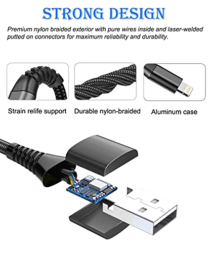 iPhone Charger,Nylon Lightning Cable  2pack, High Speed Data Sync Transfer Cord for iPhone, iPad