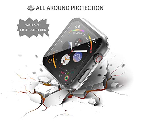 Tempered Glass Screen Protector with 2 Pack  Misxi Hard PC Case Compatible with Apple Watch Series 6 SE Series 5 Series 4 44mm, Transparent