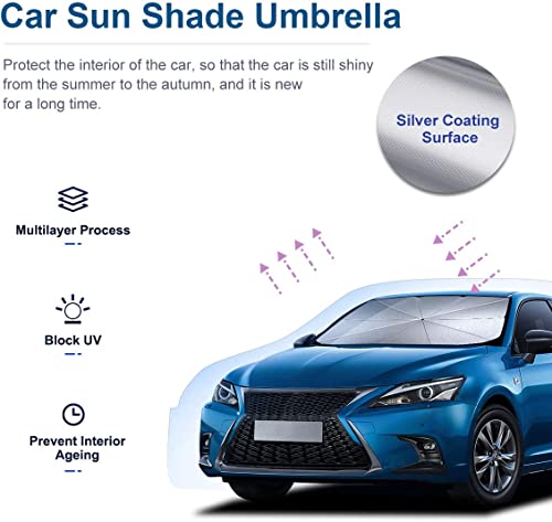 Car Windshield Sun Shade helloleiboo for UV Rays and Heat Sun Visor Protector Foldable Reflector Windshields Umbrella