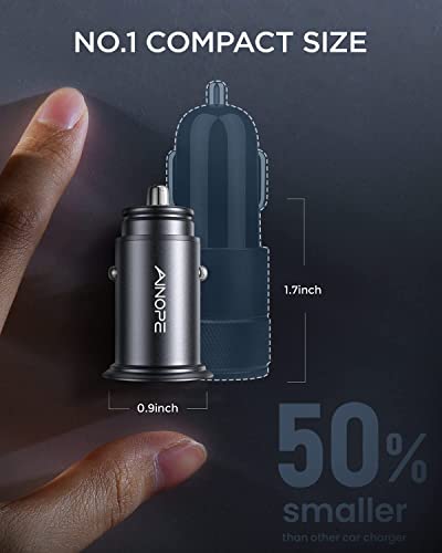 Car Charger Smallest 4.8A, All Metal USB Car Fast Charger Adapter Flush Fit For Phone ,iPhone , Samsung , Cigarette Lighters