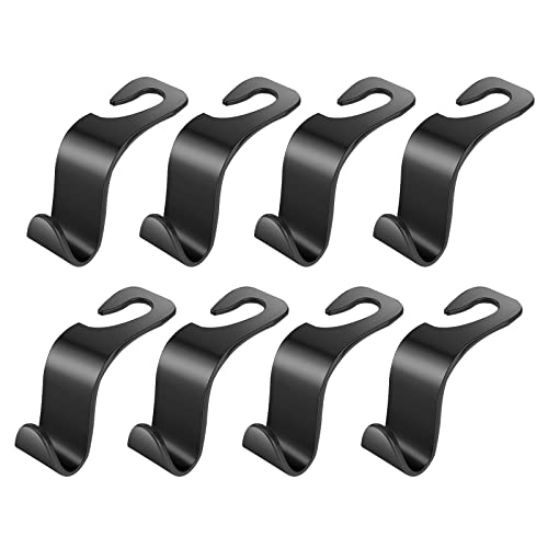 Car Seat Headrest Hook 4 Pack Hanger Storage Organizer Universal for Handbag Purse Coat fit Universal Vehicle Car Black S Type