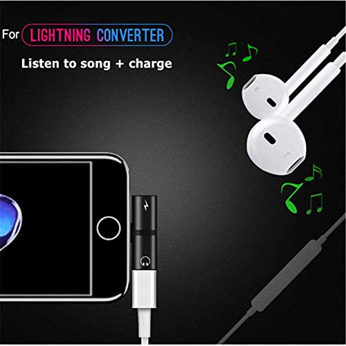 Headphone Adapter Compatible for Lightning Double to Audio Jack and Charger Earphone