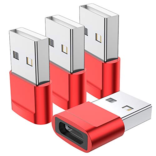 USB C Female to USB Male Adapter 4-Pack,Type C to USB A Charger Cable Adapter