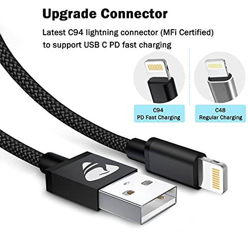 iPhone Charger,Nylon Lightning Cable  2pack, High Speed Data Sync Transfer Cord for iPhone, iPad