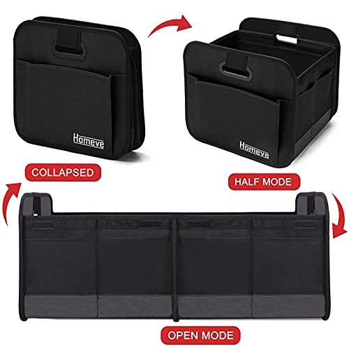 Car Trunk Organizer, Car Storage, Reinforced Handles, Collapsible Multi-Compartment Car Organizers, Foldable and Waterproof, 600D Oxford Polyester, Suitable for Any Car, SUV, Mini-Van, Black