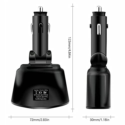 USB Car Charger Splitter Adapter, 2 Socket Lighter Multi Power Outlet with LED Voltmeter