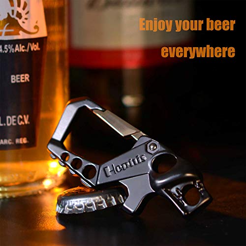 Heavy Duty Key Chain Bottle Opener,Carabiner Car Key Chains for Men and Women(Black and Gold)