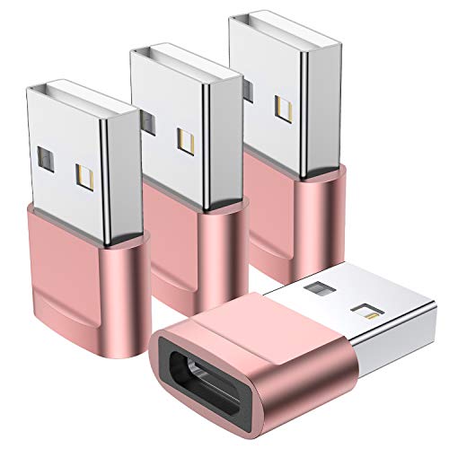 USB C Female to USB Male Adapter 4-Pack,Type C to USB A Charger Cable Adapter