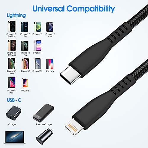 USB C to Lightning Cable  2 Pack 20W  6FT, Nylon Braided Fast Charging Cord