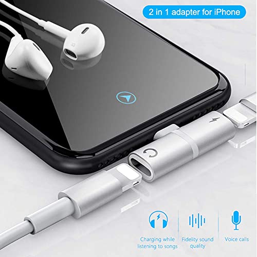 Headphone Adapter Compatible for Lightning Double to Audio Jack and Charger Earphone