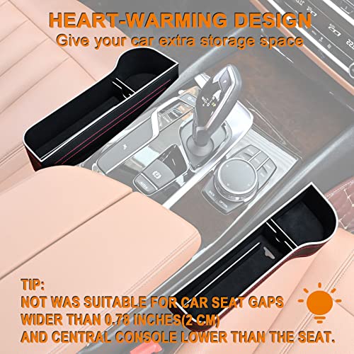 Car Seat Gap Filler Organizer, 2 Pack Multifunctional, Auto Console Side Storage Box with Cup Holders 2 Seat Hooks for Drink, Car Organizer Front Seat for Holding Phone, Sunglasses