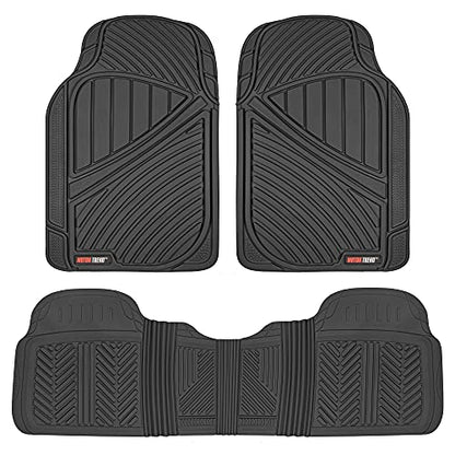 Performance All Weather Rubber Car Floor Mats - 3 Piece Floor Mats Automotive Liners for Cars Truck SUV, Heavy-Duty Waterproof (Black)