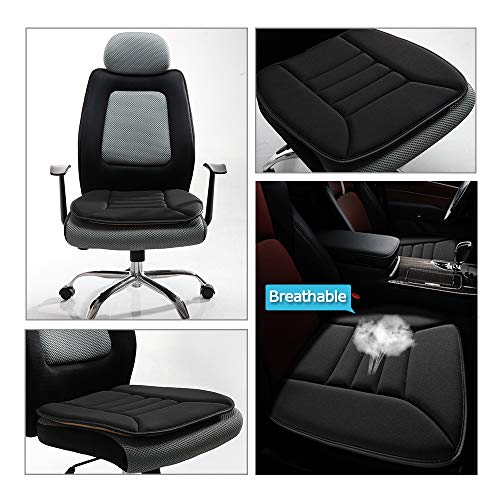 Car Seat Cushion with 1.2inch Comfort Memory Foam, Seat Cushion for Car and Office Chair (Black)