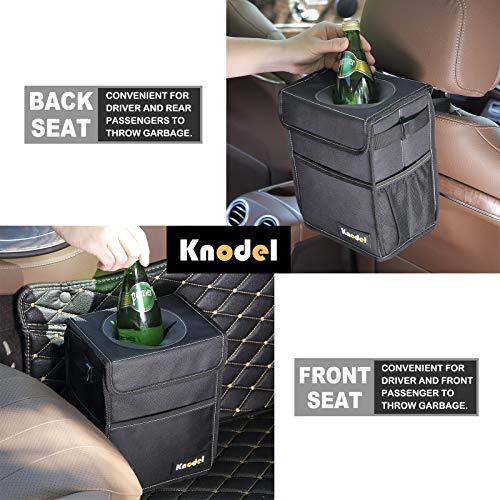 Car Trash Can , Waterproof Car Garbage Can, Car Trash Bag with Lid, Leak-Proof, Car Trash Hanging (Medium, Black)