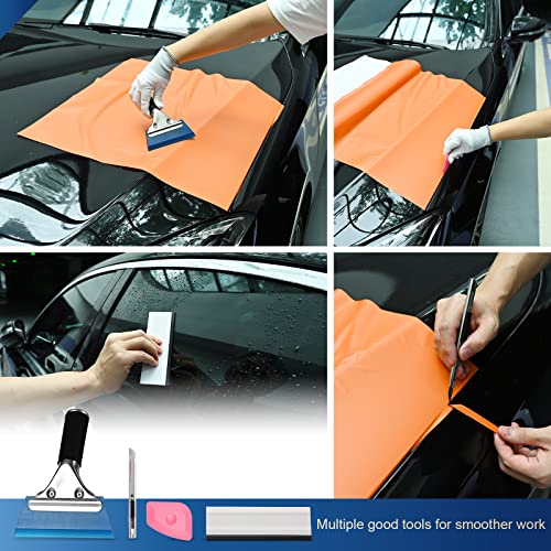 Vinyl Wrap Tool Window Tint Kit EHDIS- 7 Pieces Car Glass Protective Film Wrapping Installation Set Included Vinyl Squeegees,Felt Squeegee, Film Cutting Knife with Blades