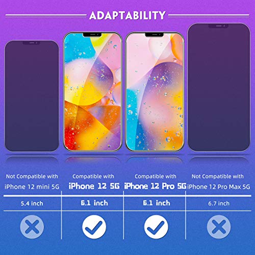 Screen Protector For iPhone 12 / 12Pro (6.1 inch) Tempered Glass[4 Pack], [Max Coverage] 9H Hardness by UniqueMe