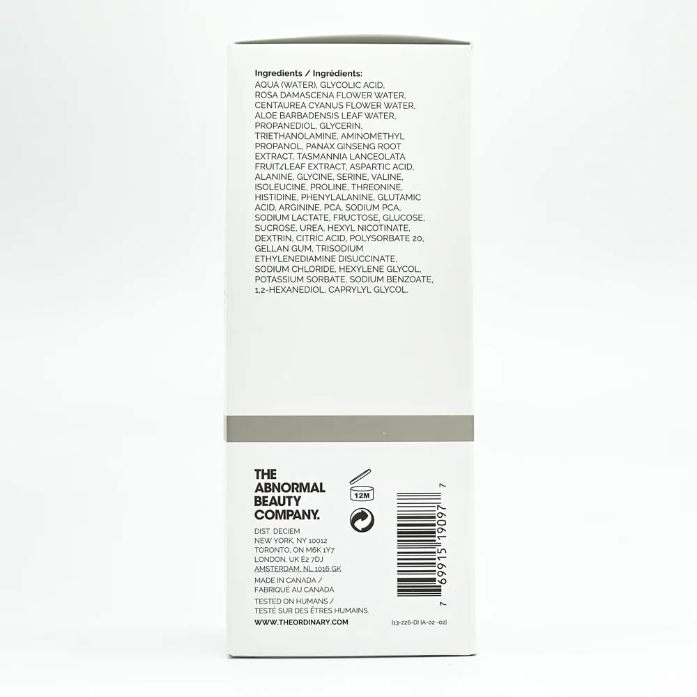 The Ordinary Glycolic Acid 7% Toning Solution, Brightening and Smoothing Toner 3.4 Fl Oz