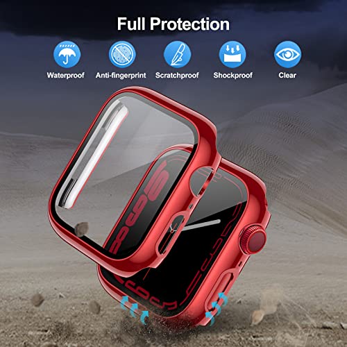 [4-Pack] Case Built in Tempered Glass Screen Protector Compatible with Apple Watch Series 7 45mm/41mm