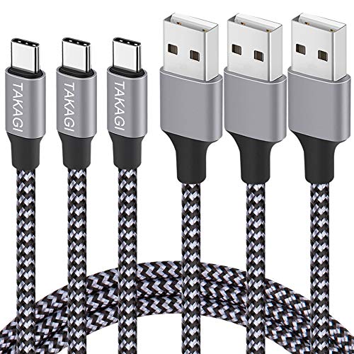 USB Type C Cable 3A Fast Charging,  (3-Pack 6feet) USB-A to USB-C Nylon Braided Data Sync Transfer Cord For Galaxy