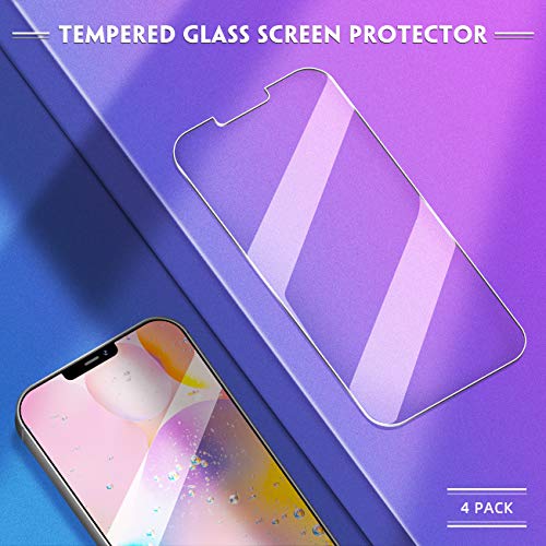 Screen Protector For iPhone 12 / 12Pro (6.1 inch) Tempered Glass[4 Pack], [Max Coverage] 9H Hardness by UniqueMe