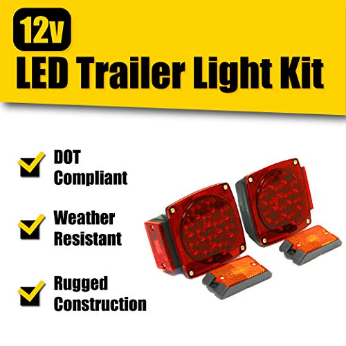 Trailer Light Kit  MaxxHaul 70205 - 12V All LED , Left and Right Waterproof Submersible for Trailers, Boat Trailer Truck Marine Camper RV Snowmobile