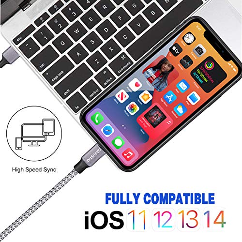 iPhone Charger 6ft/10ft 3Pack Lightning Cable,Nylon Braided High Speed Data Sync Transfer For iPhone iPad iPod