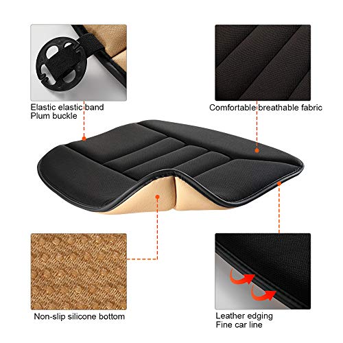 Car Seat Cushion with 1.2inch Comfort Memory Foam, Seat Cushion for Car and Office Chair (Black)