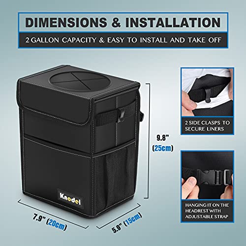 Car Trash Can , Waterproof Car Garbage Can, Car Trash Bag with Lid, Leak-Proof, Car Trash Hanging (Medium, Black)