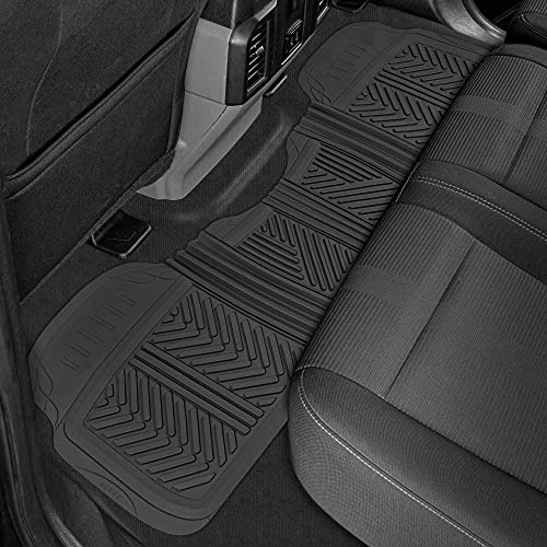 Performance All Weather Rubber Car Floor Mats - 3 Piece Floor Mats Automotive Liners for Cars Truck SUV, Heavy-Duty Waterproof (Black)