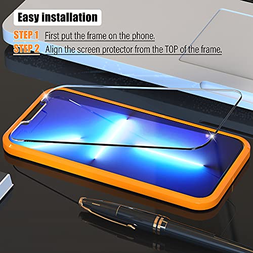 [3 Pack] Screen Protector For iPhone 13 / iPhone 13 Pro 6.1 inch Tempered Glass Screen Protector [Easy Installation Frame]