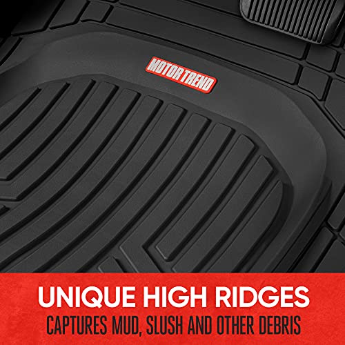 FlexTough Plus Black Rubber Car Floor Mats - All Weather Deep Dish Automotive Floor Mats, Heavy Duty Trim to Fit Design, Front & Rear Liners for Cars Truck Van SUV