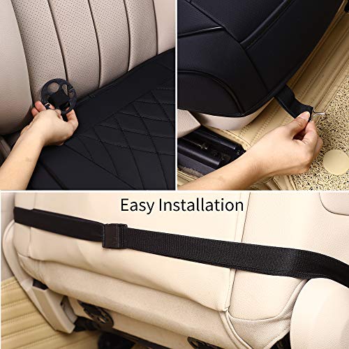 Car Seat Cover Premium PU - Front Seat Protector Works with 95 % of Vehicles - Padded, Anti-Slip, Full Wrapping Edge - (Dimensions: 21'' x 20.5'') - 1 Piece, Black