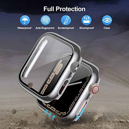 [4-Pack] Case Built in Tempered Glass Screen Protector Compatible with Apple Watch Series 7 45mm/41mm