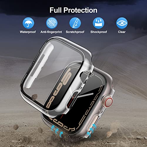 [4-Pack] Case Built in Tempered Glass Screen Protector Compatible with Apple Watch Series 7 45mm/41mm