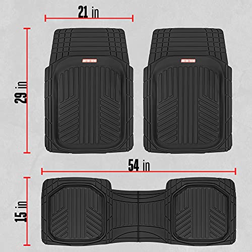 FlexTough Plus Black Rubber Car Floor Mats - All Weather Deep Dish Automotive Floor Mats, Heavy Duty Trim to Fit Design, Front & Rear Liners for Cars Truck Van SUV