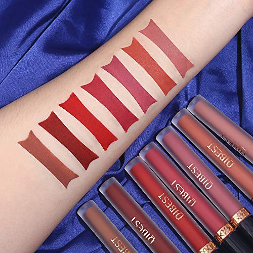 Matte Liquid Lipstick 7pcs + 1Pcs Lip Plumper Makeup Set Kit, Long Lasting Waterproof Velvet Lip Gloss Set, Pigmented Lip Makeup Gift Sets for Girls and Women