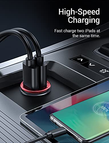 Car Charger Smallest 4.8A, All Metal USB Car Fast Charger Adapter Flush Fit For Phone ,iPhone , Samsung , Cigarette Lighters