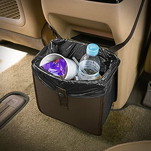 Foldable Car Garbage Can Car Waste Basket Vegan Leather