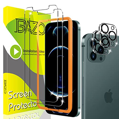 [2+2 Pack] Tempered Glass Screen Protector and Camera Lens Protector for iPhone 12 Pro Max (6.7 inch), [ Installation Frame]